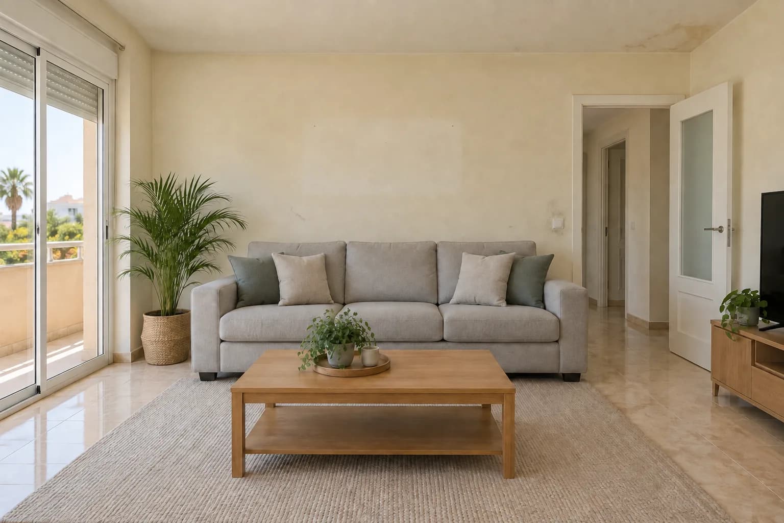 Living room in a renovated flat — before