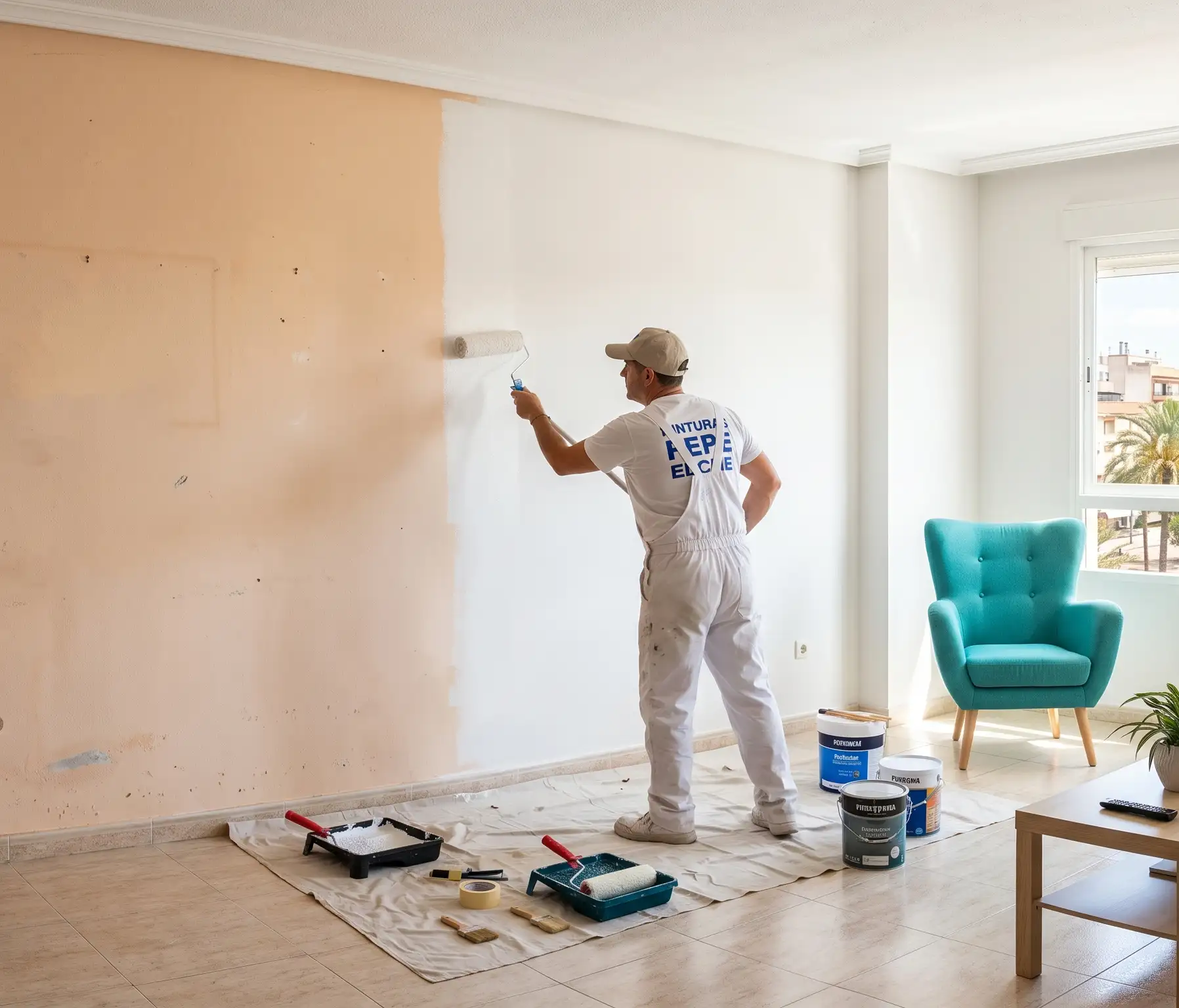 Piso recién pintado de blanco, listo para vender o alquilar en Elche